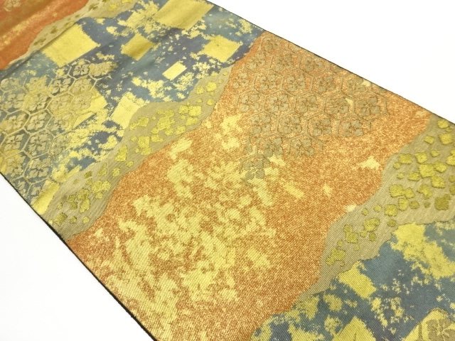 JAPANESE FUKURO OBI / WOVEN KIKKO PATTERN / BY HATTORI ORIMONO